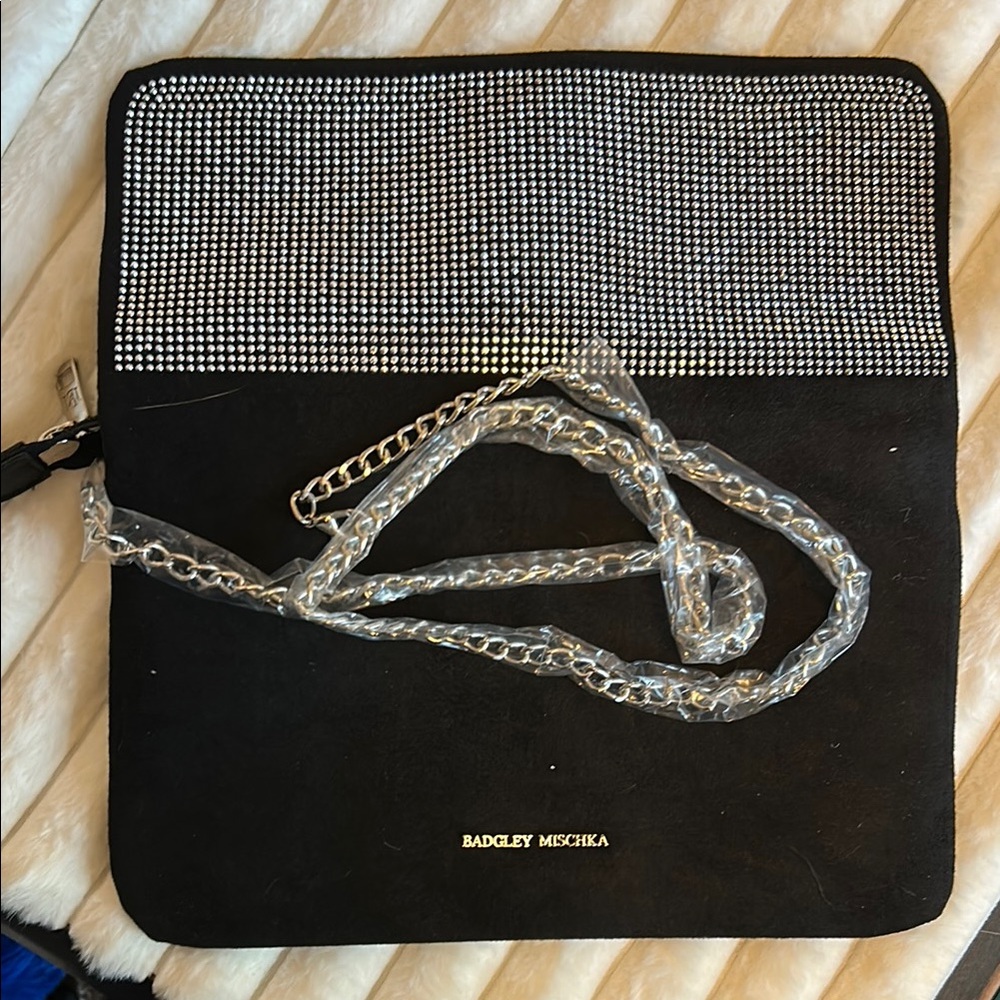 Badgley Mischka Black and Silver Clutch. 11x7 - Picture 6 of 6